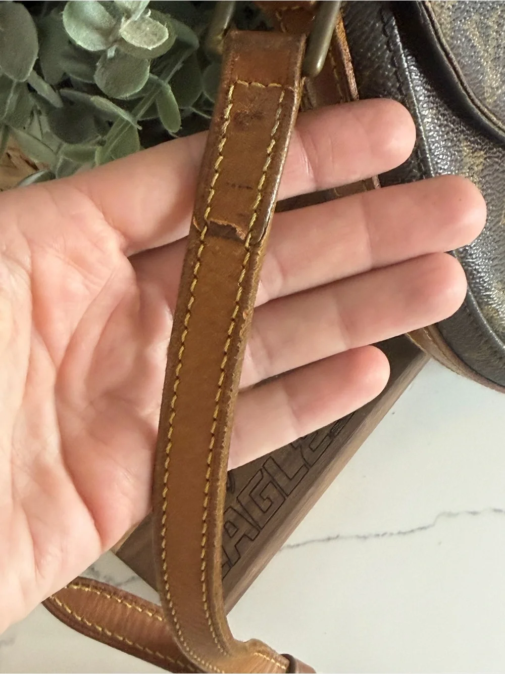 Vintage Louis Vuitton Monogram Crossbody Bag in Brown and Tan